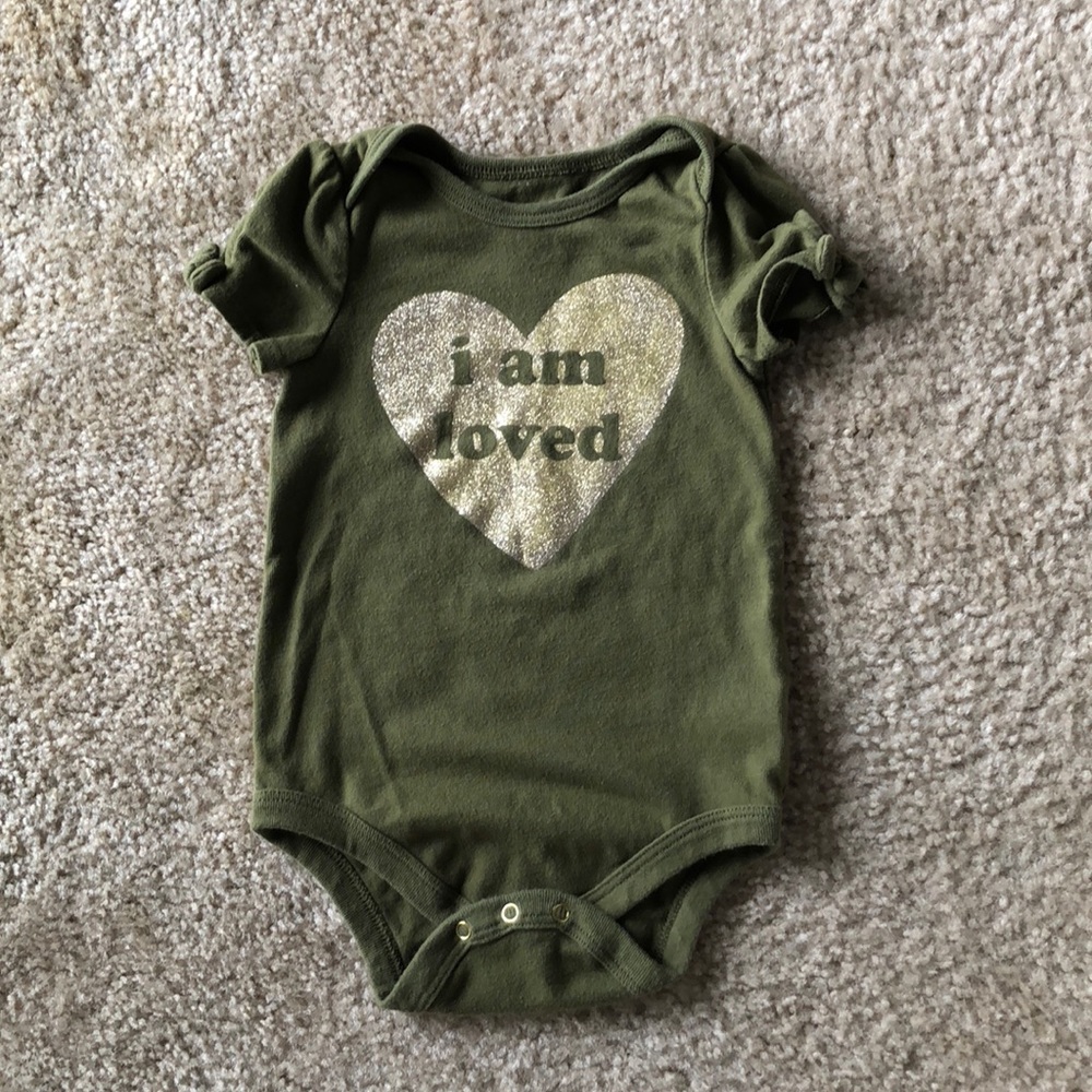 Baby girl military green onesie / 12M